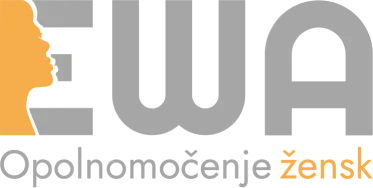 Logotip projekta EWA — Opolnomočenje žensk v sodobni družbi.